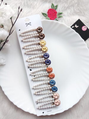 Smiley Pearl Alligator Clips