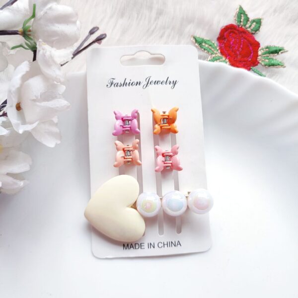 Heart Pearl Clip with Mini Clips