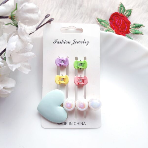 Heart Pearl Clip with Mini Clips