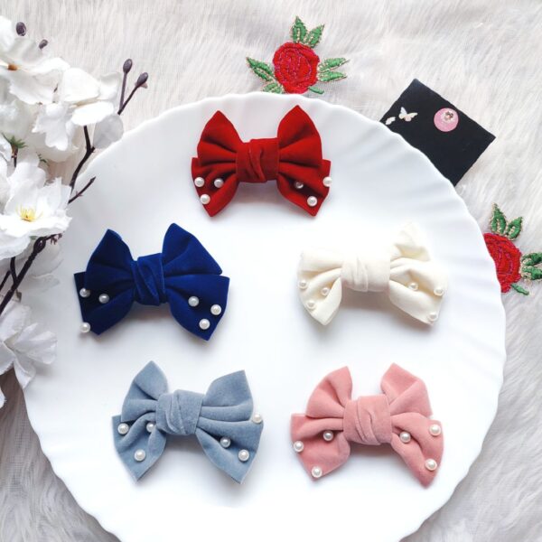Pretty Velvet Bow Clips
