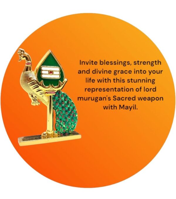 Murugar Mayil Vel Design Decorative Showpiece for Car dashboard, Pooja room